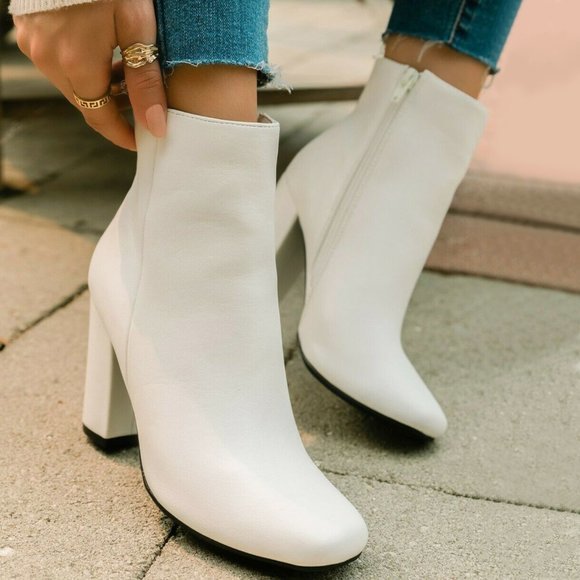 White Leather Booties